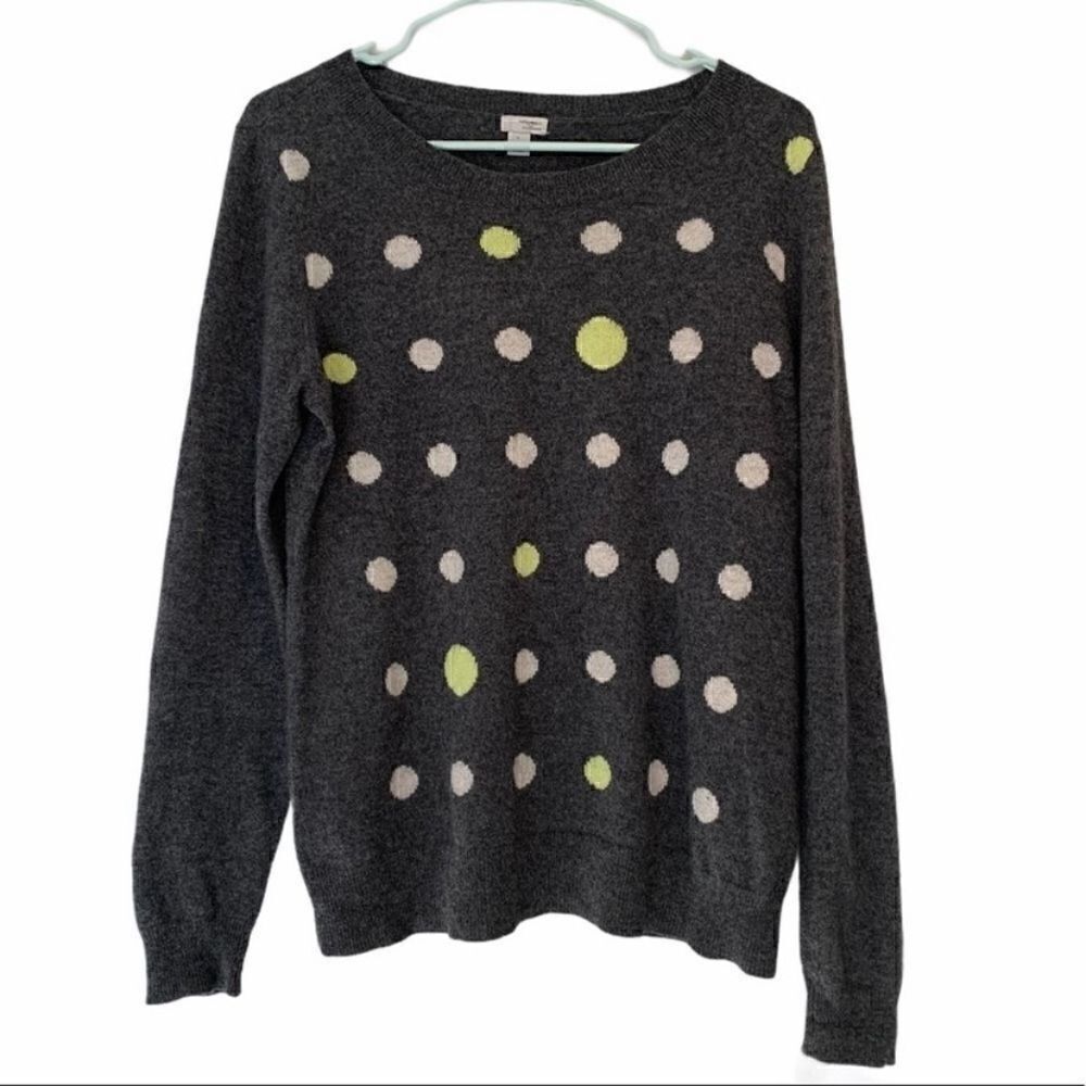 Halogen Grey Polka Dot Cashmere Sweater Size Large